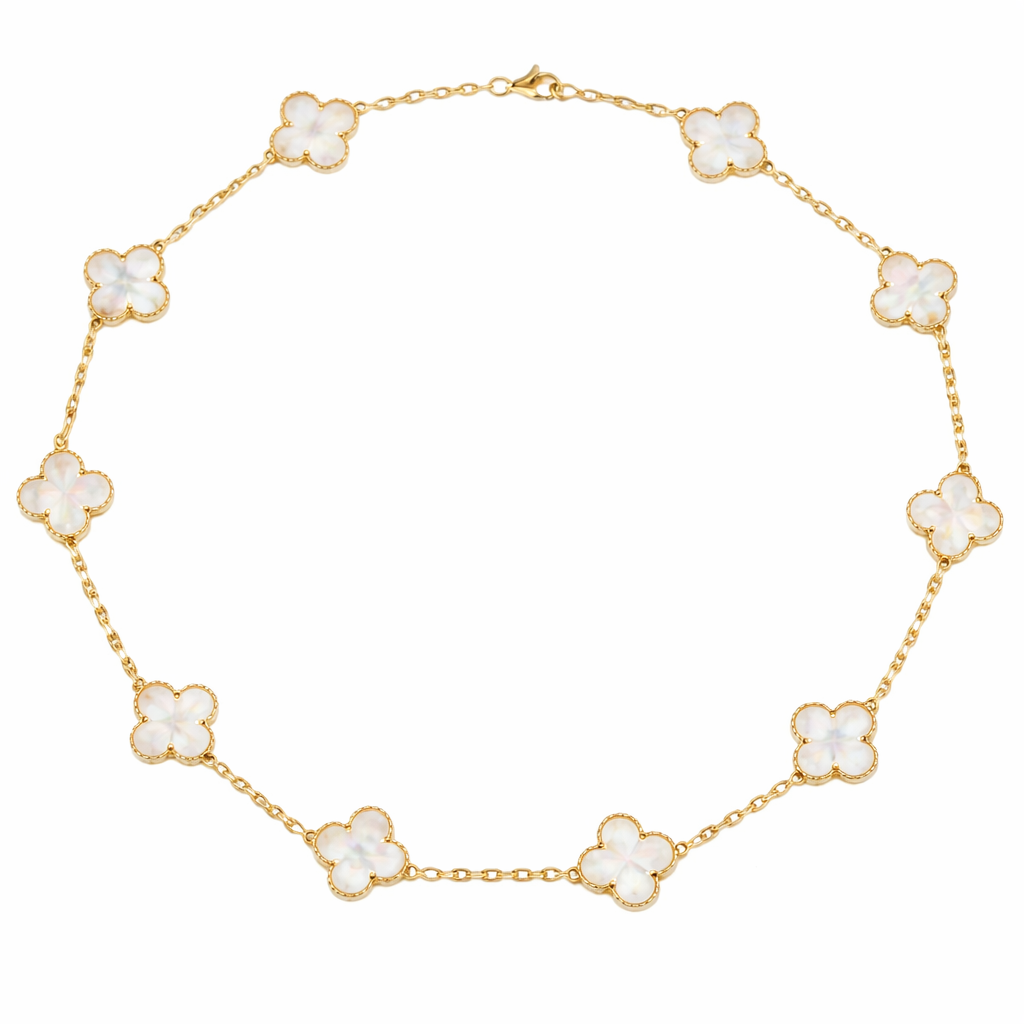 Kalia | Colier Trifoi Alb Regal