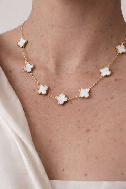 Kalia | Colier Trifoi Alb Regal