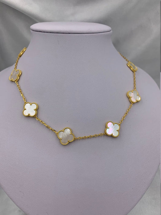 Kalia | Colier Trifoi Alb Regal